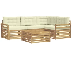 Lauko sofos komplektas 5 pcs Balta ir kreminė 79 x 79 x 37 cm
