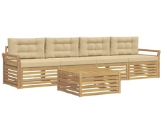 Lauko sofos komplektas 5 pcs Balta ir kreminė