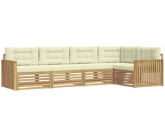 Lauko sofos komplektas 5 pcs Balta ir kreminė