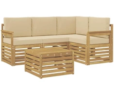 Lauko sofos komplektas 5 pcs Balta ir kreminė 59 x 59 x 37 cm