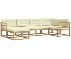 Lauko sofos komplektas 5 pcs Balta ir kreminė Poliesteris