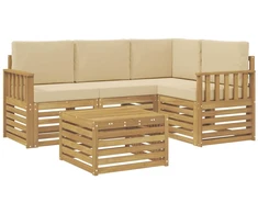 Lauko sofos komplektas 5 pcs Balta ir kreminė 59 x 59 x 37 cm