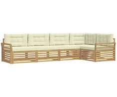Lauko sofos komplektas 5 pcs Balta ir kreminė