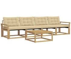 Lauko sofos komplektas 5 pcs Balta ir kreminė 79 x 79 x 37 cm