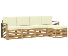 Lauko sofos komplektas 5 pcs Balta ir kreminė