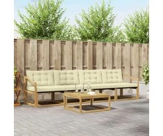 Lauko sofos komplektas 5 pcs Balta ir kreminė 79 x 79 x 37 cm