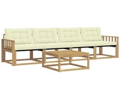 Lauko sofos komplektas 5 pcs Balta ir kreminė 79 x 79 x 37 cm