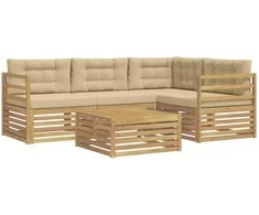 Lauko sofos komplektas 5 pcs Balta ir kreminė Poliesteris