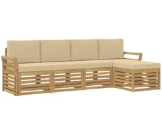 Lauko sofos komplektas 5 pcs Balta ir kreminė