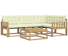 Lauko sofos komplektas 5 pcs Balta ir kreminė 79 x 79 x 37 cm