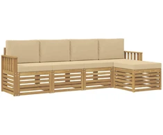 Lauko sofos komplektas 5 pcs Balta ir kreminė