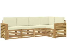 Lauko sofos komplektas 5 pcs Balta ir kreminė