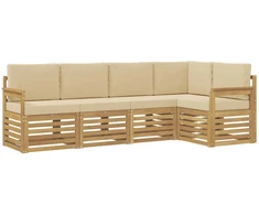 Lauko sofos komplektas 5 pcs Balta ir kreminė