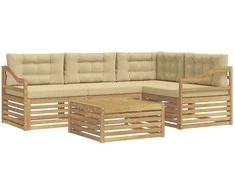 Lauko sofos komplektas 5 pcs Balta ir kreminė Poliesteris