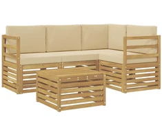 Lauko sofos komplektas 5 pcs Balta ir kreminė 59 x 59 x 37 cm