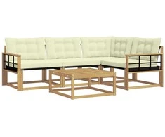 Lauko sofos komplektas 5 pcs Balta ir kreminė 79 x 79 x 37 cm