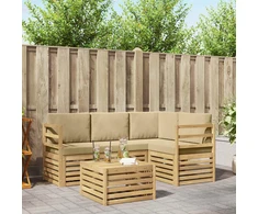 Lauko sofos komplektas 5 pcs Balta ir kreminė 59 x 59 x 37 cm