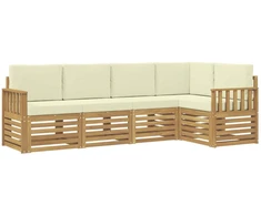 Lauko sofos komplektas 5 pcs Balta ir kreminė