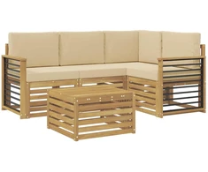 Lauko sofos komplektas 5 pcs Balta ir kreminė 59 x 59 x 37 cm