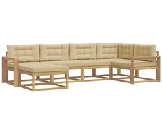 Lauko sofos komplektas 5 pcs Balta ir kreminė Poliesteris