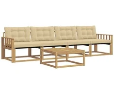 Lauko sofos komplektas 5 pcs Balta ir kreminė 79 x 79 x 37 cm