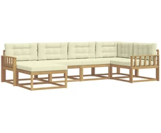 Lauko sofos komplektas 5 pcs Balta ir kreminė Poliesteris