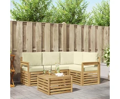 Lauko sofos komplektas 5 pcs Balta ir kreminė 59 x 59 x 37 cm