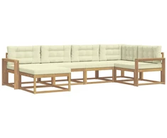 Lauko sofos komplektas 5 pcs Balta ir kreminė Poliesteris