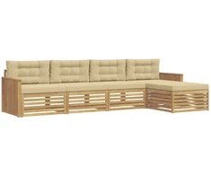 Lauko sofos komplektas 5 pcs Balta ir kreminė