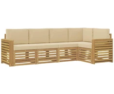 Lauko sofos komplektas 5 pcs Balta ir kreminė