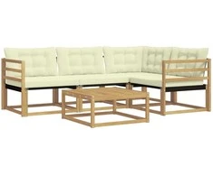 Lauko sofos komplektas 5 pcs Balta ir kreminė 79 x 79 x 37 cm