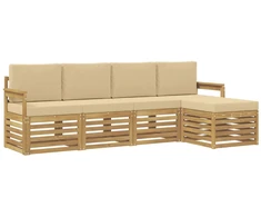Lauko sofos komplektas 5 pcs Balta ir kreminė