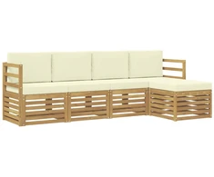 Lauko sofos komplektas 5 pcs Balta ir kreminė