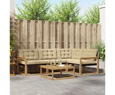 Lauko sofos komplektas 5 pcs Balta ir kreminė 79 x 79 x 37 cm