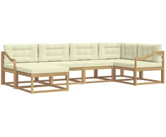 Lauko sofos komplektas 5 pcs Balta ir kreminė Poliesteris
