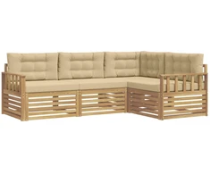 Lauko sofos komplektas 5 pcs Balta ir kreminė Poliesteris