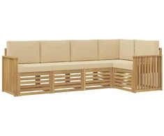 Lauko sofos komplektas 5 pcs Balta ir kreminė