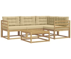 Lauko sofos komplektas 5 pcs Balta ir kreminė 79 x 79 x 37 cm