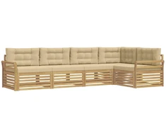 Lauko sofos komplektas 5 pcs Balta ir kreminė