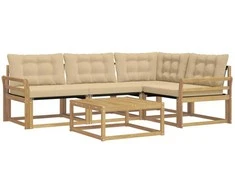 Lauko sofos komplektas 5 pcs Balta ir kreminė 79 x 79 x 37 cm
