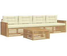 Lauko sofos komplektas 5 pcs Balta ir kreminė