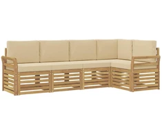 Lauko sofos komplektas 5 pcs Balta ir kreminė
