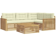 Lauko sofos komplektas 5 pcs Balta ir kreminė 79 x 79 x 37 cm