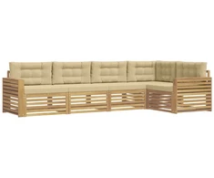 Lauko sofos komplektas 5 pcs Balta ir kreminė