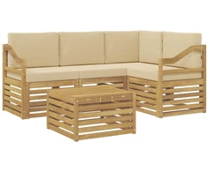 Lauko sofos komplektas 5 pcs Balta ir kreminė 59 x 59 x 37 cm