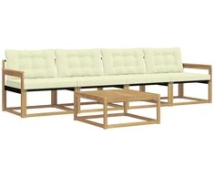 Lauko sofos komplektas 5 pcs Balta ir kreminė 79 x 79 x 37 cm