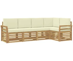 Lauko sofos komplektas 5 pcs Balta ir kreminė