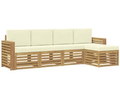 Lauko sofos komplektas 5 pcs Balta ir kreminė