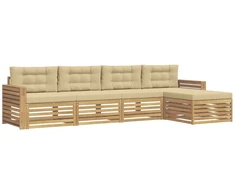 Lauko sofos komplektas 5 pcs Balta ir kreminė