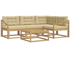Lauko sofos komplektas 5 pcs Balta ir kreminė 79 x 79 x 37 cm